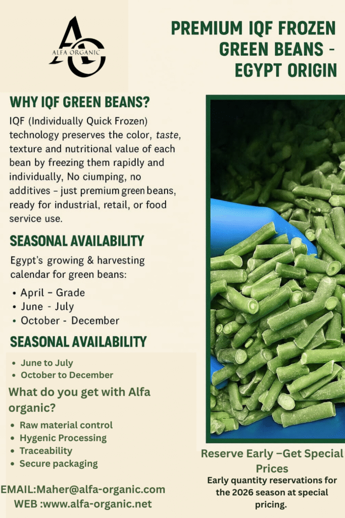 Premium IQF Frozen Green Beans – Egypt Origin