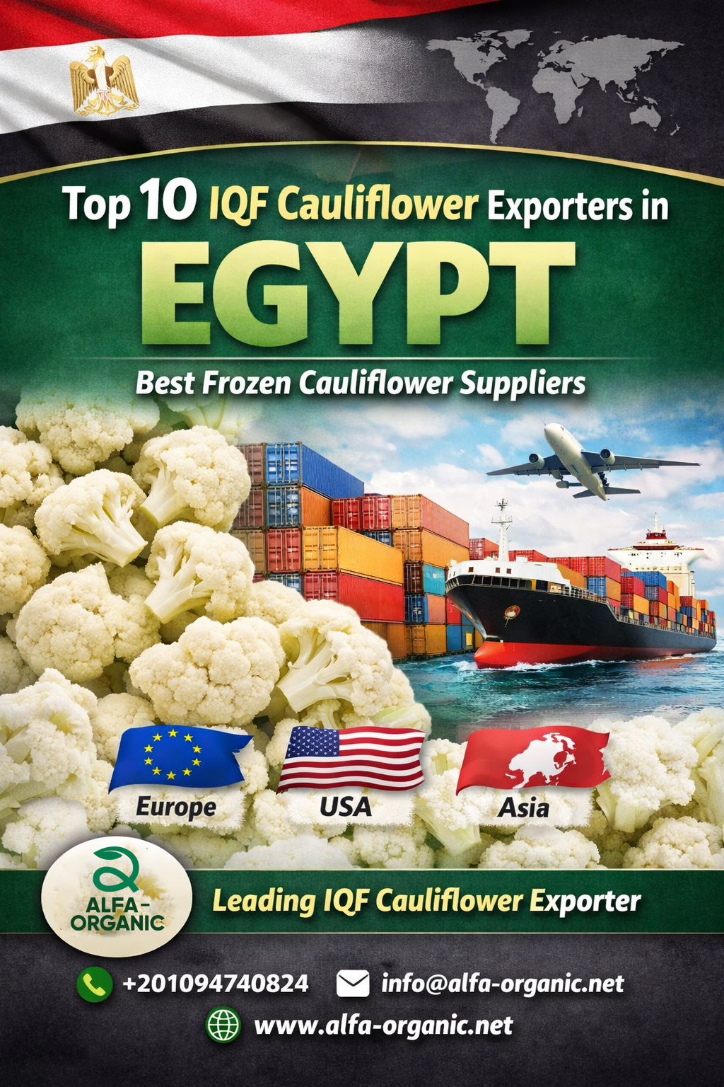 Top 10 IQF cauliflower exporters in Egypt