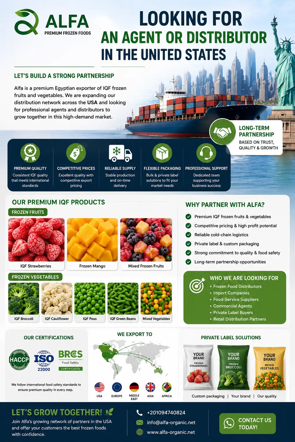 Alfa frozen foods distributor marketing flyer