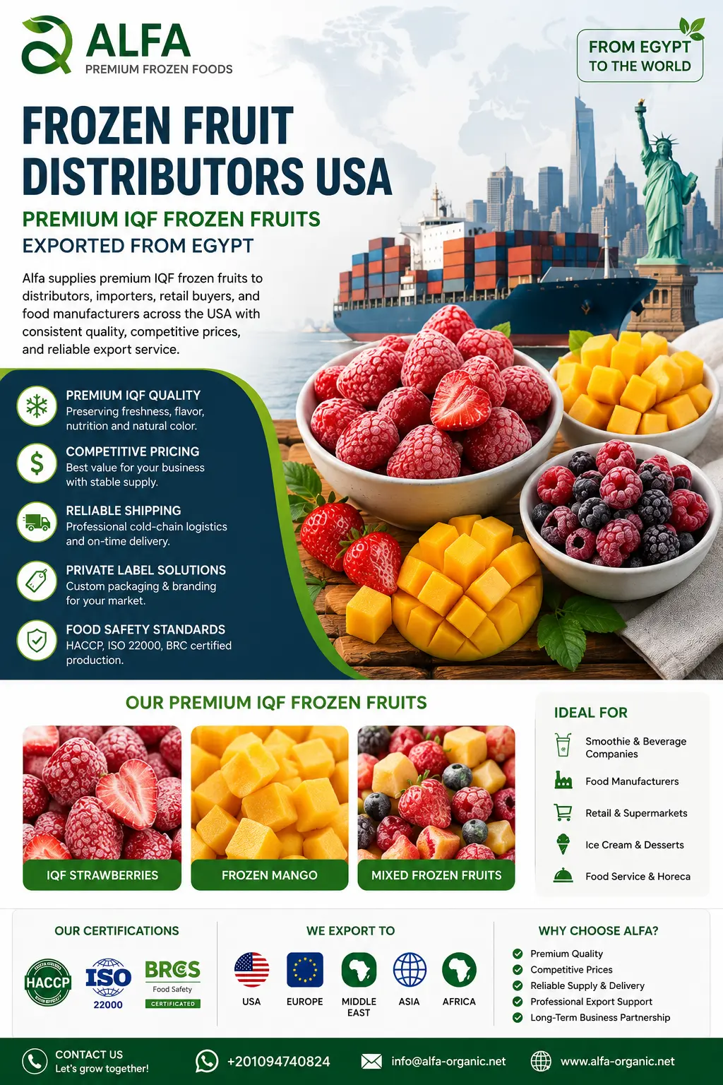 Alfa Premium frozen fruits for export