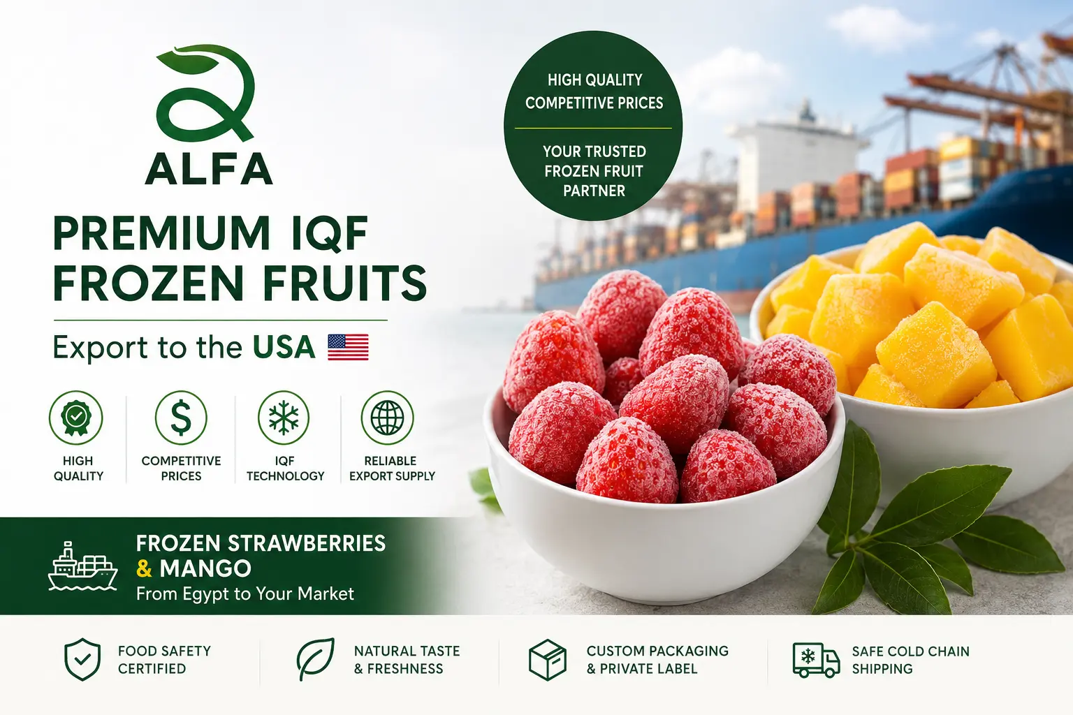 Premium IQF Frozen Fruits Export to the USA
