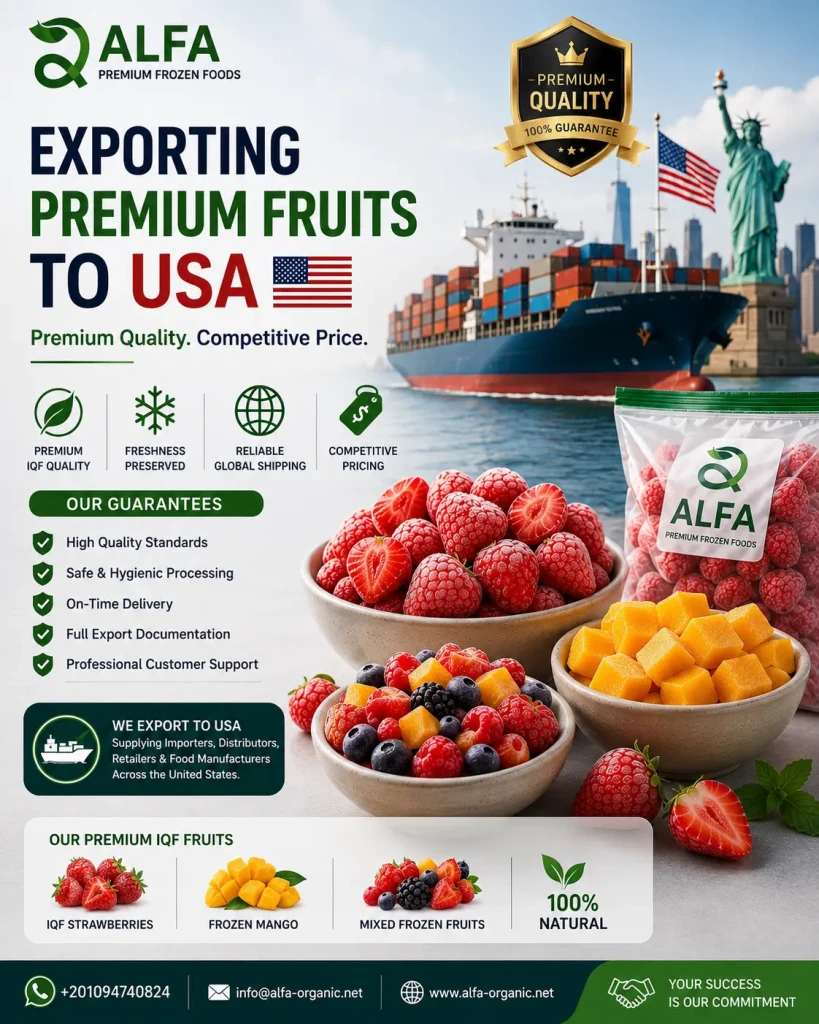 Premium frozen fruit export to USA