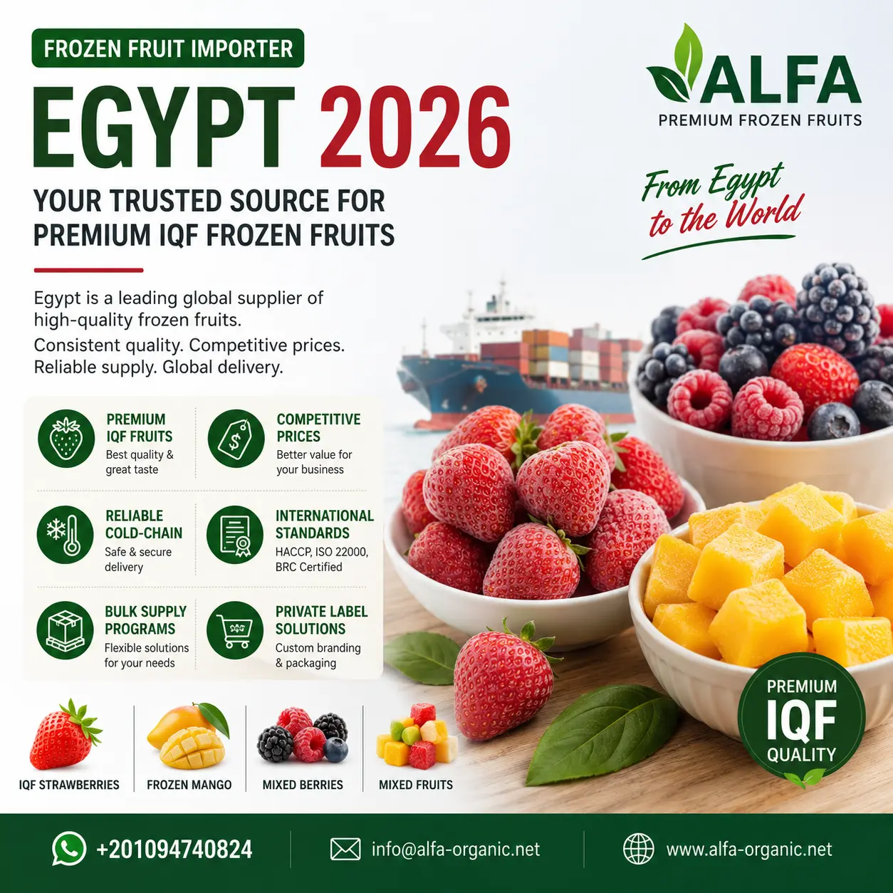 Premium frozen fruits from Egypt