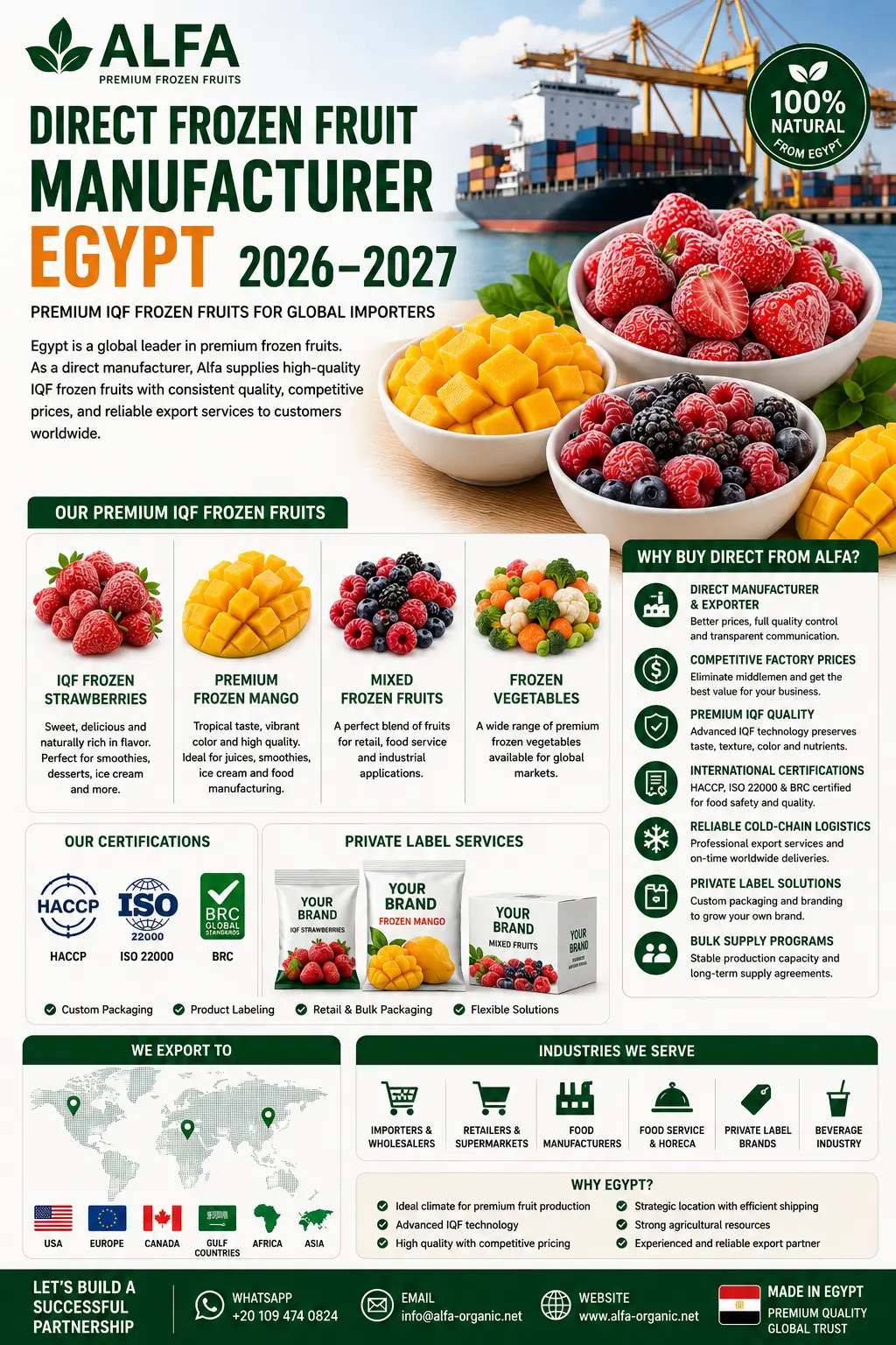 Direct Frozen Fruit Manufacturer Egypt 2026–2027 Premium IQF Frozen Fruits for Global Food Importers